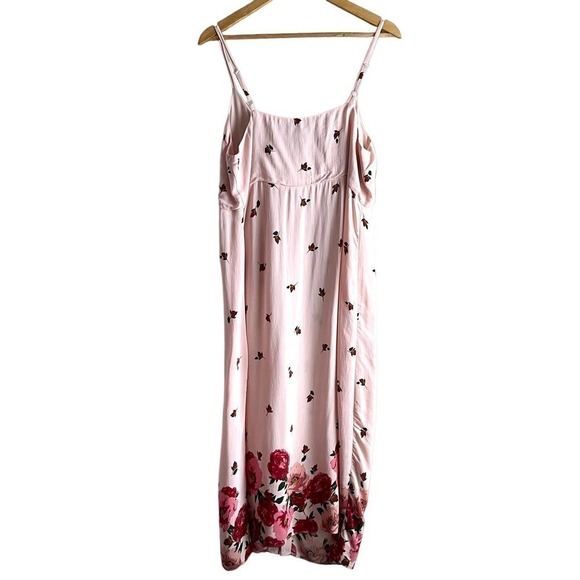 NWT Topshop Button Front Slip Midi‎ Dress in Pink Nude Rose Floral, Size 10 - Picture 8 of 11